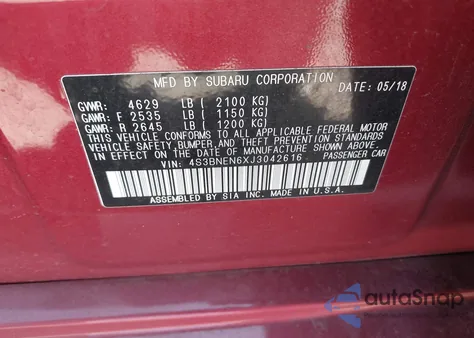 2018 Subaru Legacy 3.6R Limited z USA, uszkodzony, nr VIN 4S3BNEN6XJ3042616